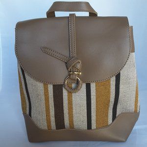 FAUX LEATHER TAN STRIPE BACKPACK